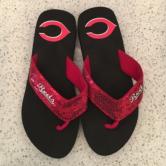 Cincinnati Reds Sequin Flip Flops