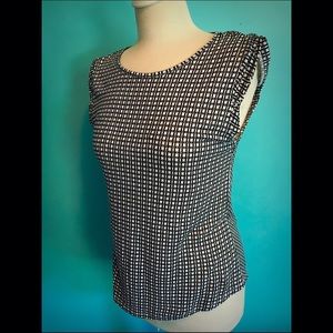 Ann Taylor Loft Black & White  Linen T Small