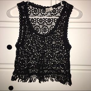 Lace black crop top