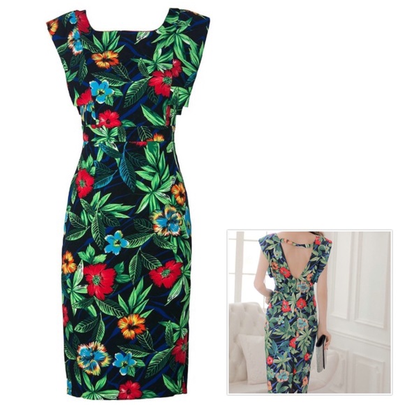 Dresses & Skirts - 5⭐️‼️last one ‼️Pencil floral backless midi dress