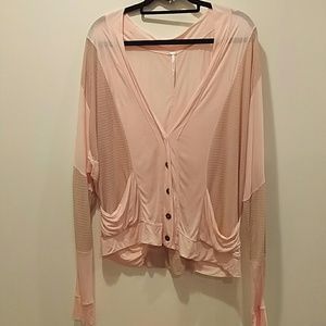 Free People Pink and Tan Cardigan