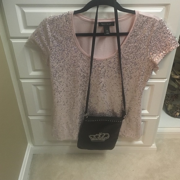 White House black market  sequined pink top