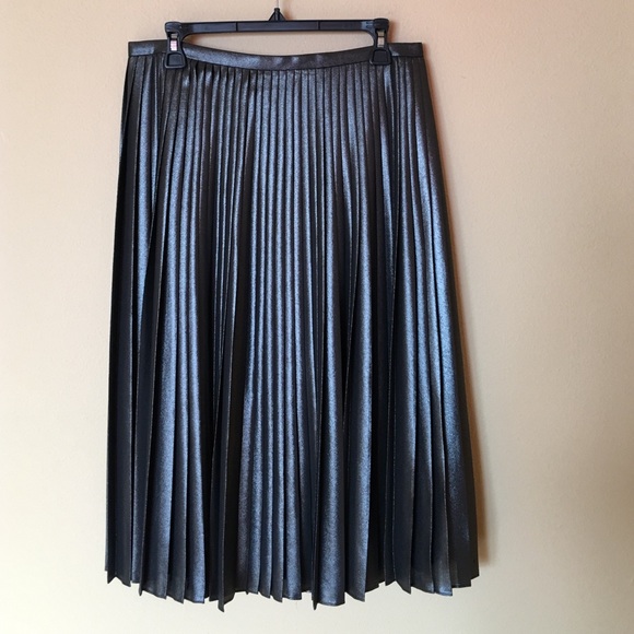 SOLD Ted Baker London Metallic Pleated Midi Skirt - Picture 2 of 4