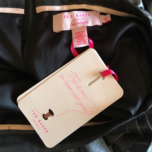 SOLD Ted Baker London Metallic Pleated Midi Skirt - Picture 4 of 4