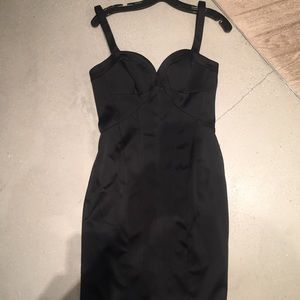 Bebe black satin sweat heart dress