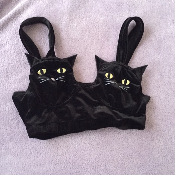 Lazy Oaf Kitty Bralet velvet black