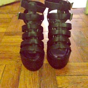 Black platform sandals- size 9