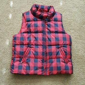 NWT GAP kids red and navy check puffer vest