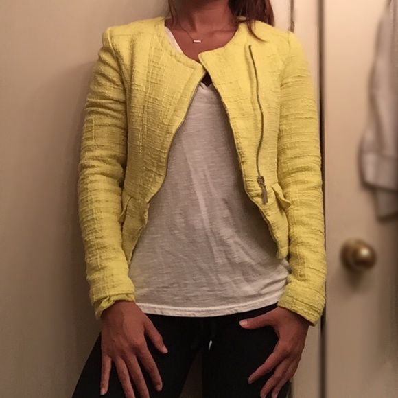 Yellow Tweed Moto Jacket