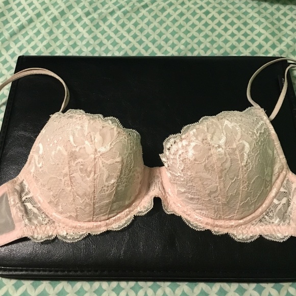 PINK by VS: Lace lightly lined demi pink bra 34B