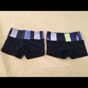 SOLD!!      2 pairs Lulu lemon shorts size 2