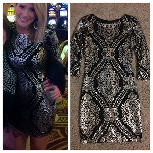 Black with Gold Sequin Dress