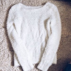 White fuzzy sweater