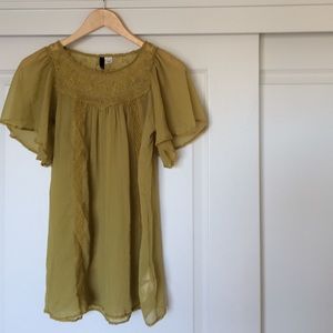 mustard yellow bell sleeve top