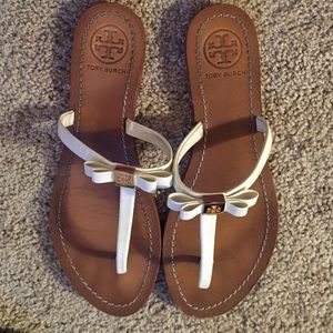 White Tory Burch bow leighanne sandals