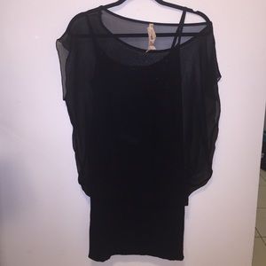 Bailey 44 Dress with sheer top and sequins