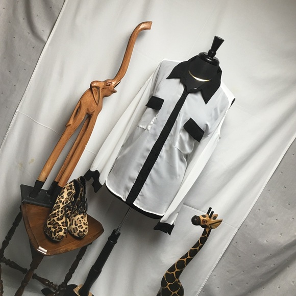 Black and white sheer blouse