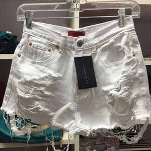 High-waisted White Signature 8 Shorts