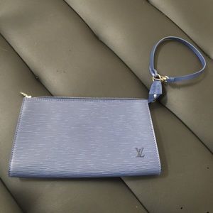 Louis Vuitton blue epi clutch handbag