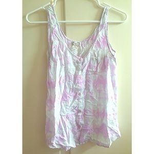 Cute Lilac Tie Dye Button Tank