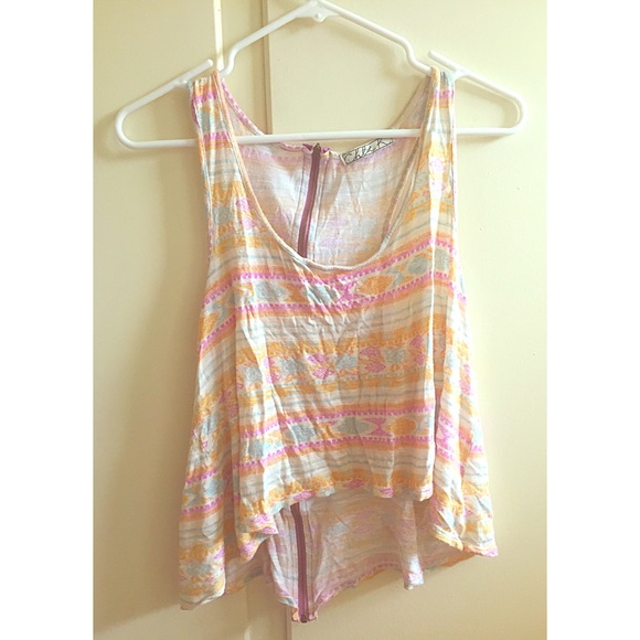 Cute Aztec Zip Back Crop Top - Picture 1 of 3