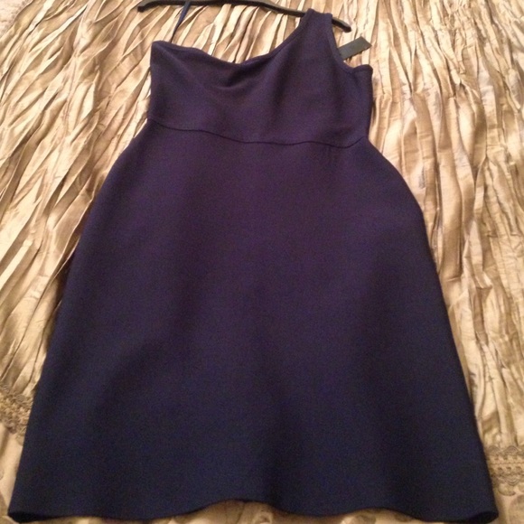 Navy off shoulder zip back spandex by bcbg