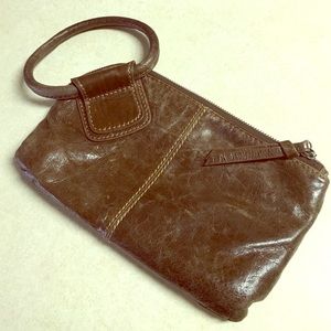 Brown leather Hobo clutch