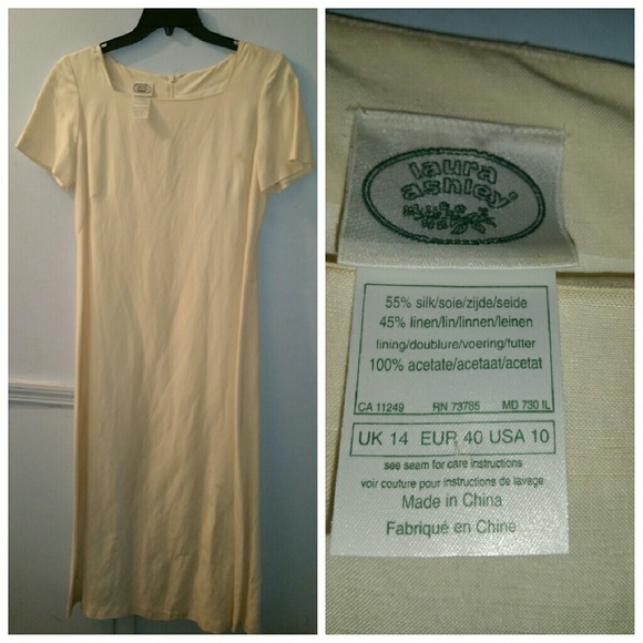 Cream lined linen blend dress