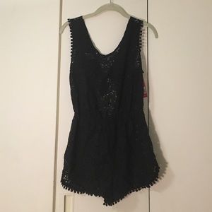 Black crochet coverup romper