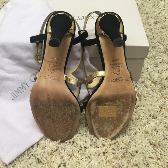 Jimmy Choo Black& Gold Heels - Picture 2 of 4