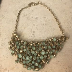 Mute Gold Mint Crystal Bib Statement Necklace Mute Gold Mint Crystal Bib Statement Necklace