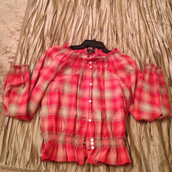 Polo off shoulder, elastic wrist and waist top