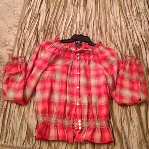 Polo off shoulder, elastic wrist and waist top