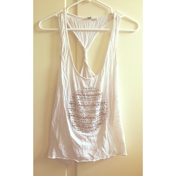 Roxy Cross back Tank with Beading Detail - Picture 1 of 4