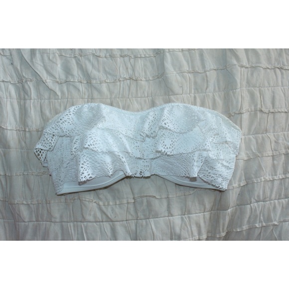 White Crotchet Lace Bandeau Bikini Top