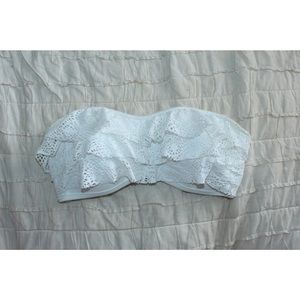 White Crotchet Lace Bandeau Bikini Top