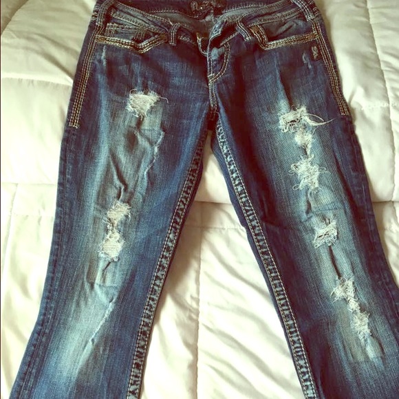 Full length silver jeans