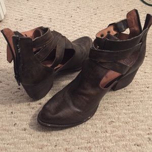 Jeffrey Campbell brown buckle booties