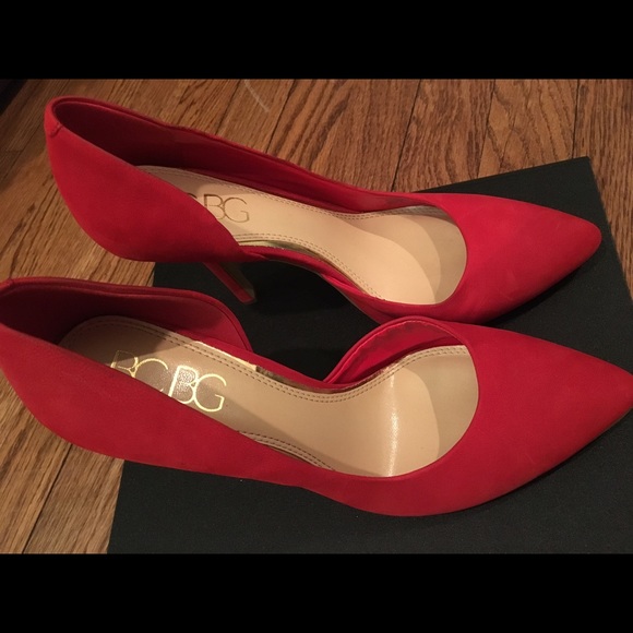 Bcbg candy red suede 3" heels. Excellent condition