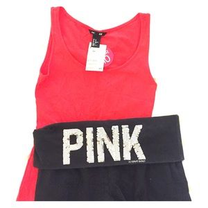 VS pink bicycle shorts with free tank