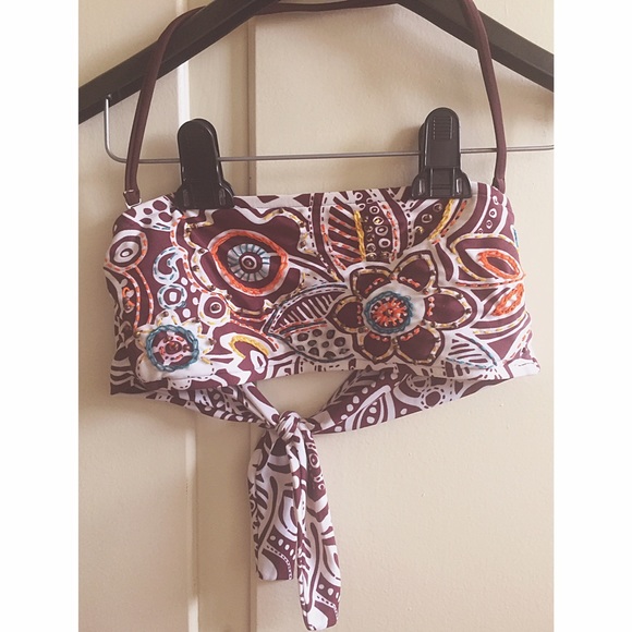 Cute Boho Bandeau Two Piece Bikini Wooden Beading - Picture 1 of 3