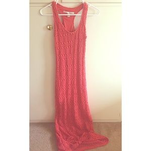 Amazing Coral Crochet Maxi Dress Lauren Conrad