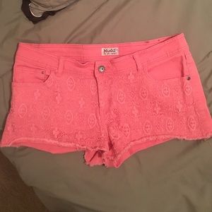 Coral lace shorts