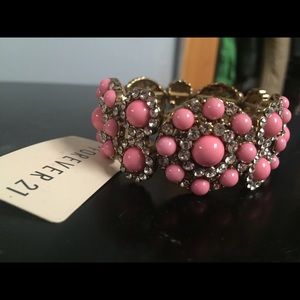 Pink stone and gold bracelet