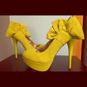 Yellow Suede Pumps