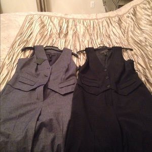 Jean jumpsuit, button & zip front, back belted