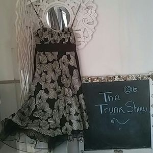 Retro Party.Liquin Satin Black floral Dress Sz 3