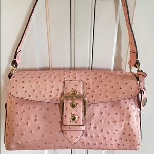 Dooney and Burke pink ostrich flap bag
