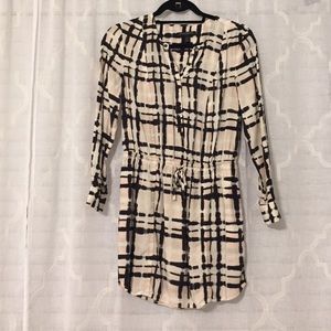 Pink and black plaid banana republic dress