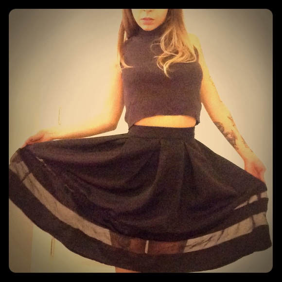 Express sexy mesh striped skirt